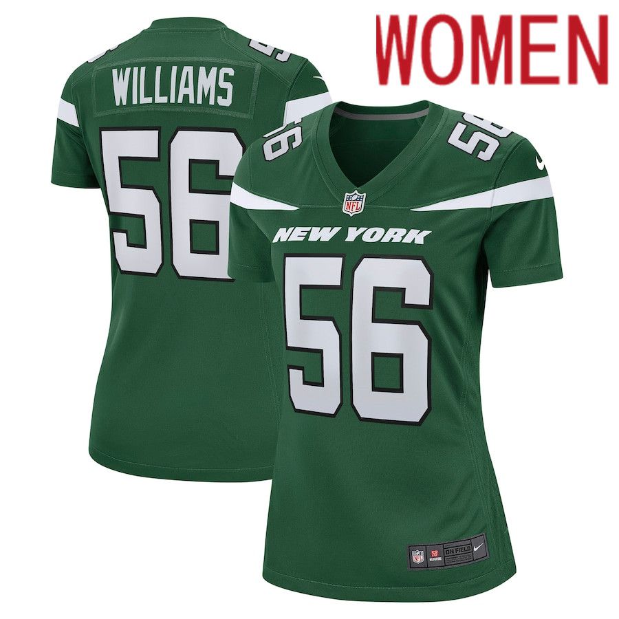 Cheap Women New York Jets 56 Quincy Williams Nike Gotham Green Game NFL Jersey